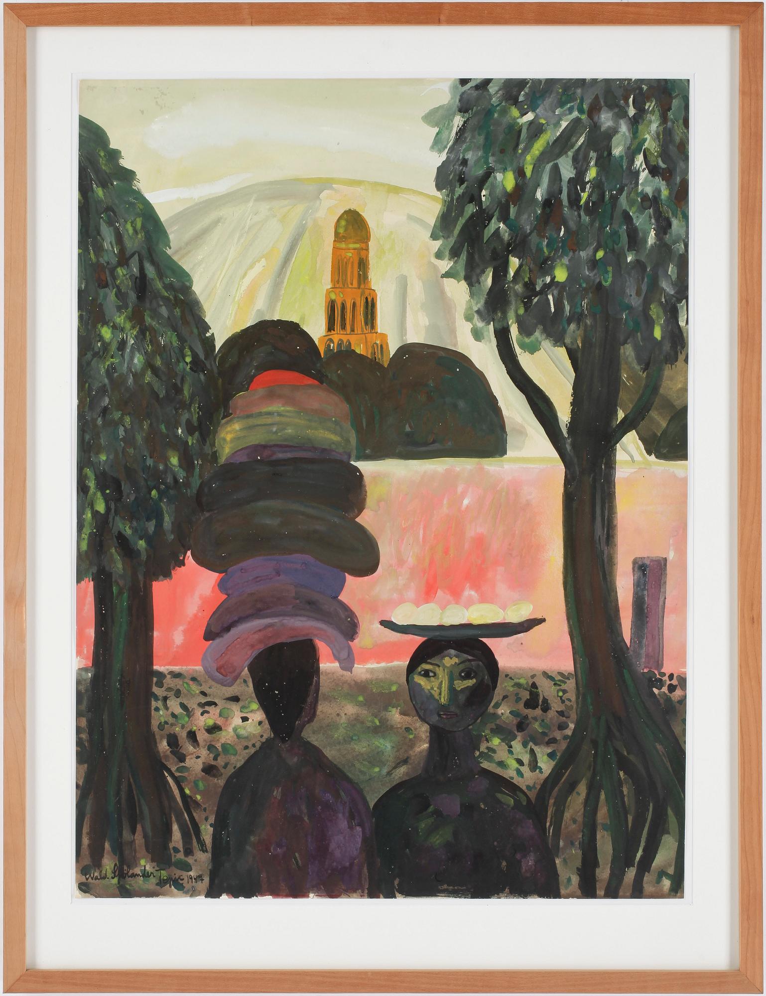 WALDEMAR SJÖLANDER, gouache. Signerad och daterad 1947.