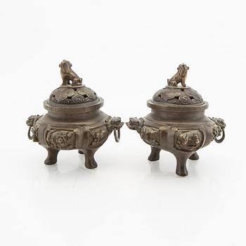A pair of early 1900s bronze censers.