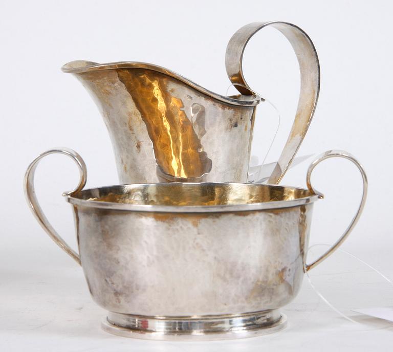 KAFFESERVISDELAR, 3 delar, silver,  ca 640 gram.