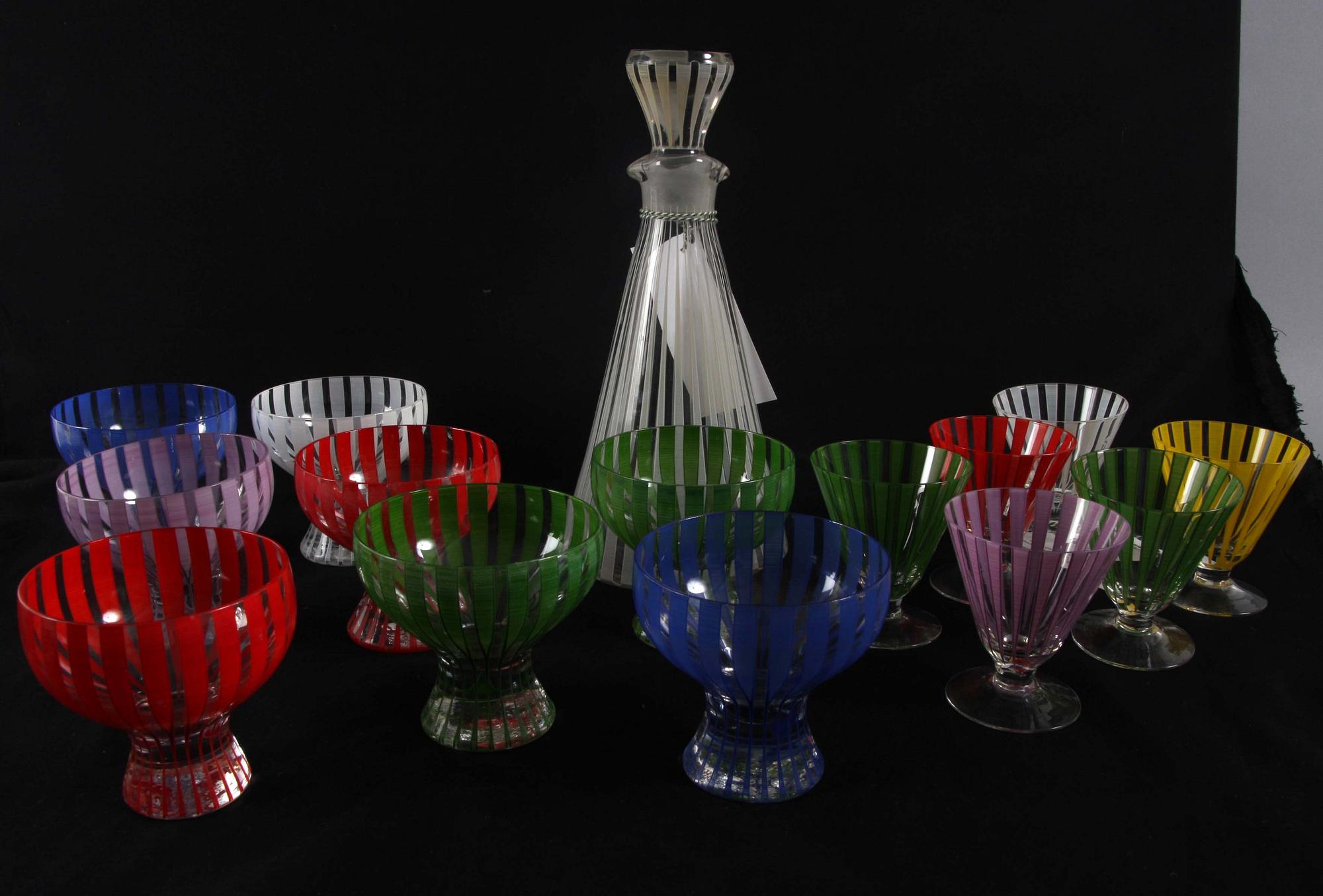 SERVISDELAR, 15 delar, glas, "Strict", Bengt Orup, Johansfors.