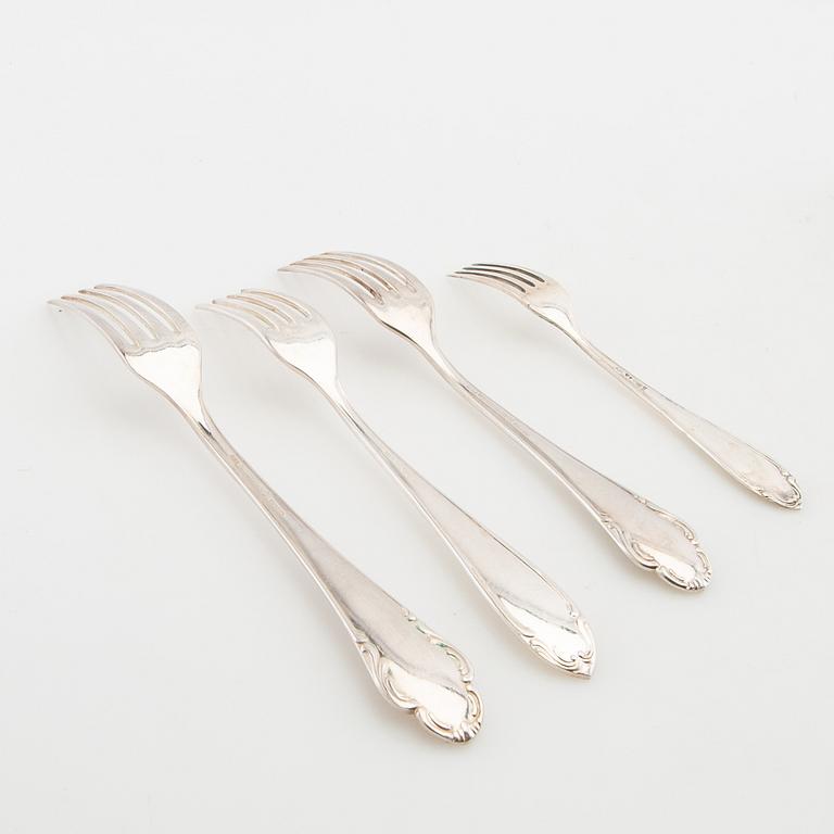 Cutlery service parts, 127 + 31 pieces, model Haga, GAB and C. G. Hallberg, Stockholm, 1950s/1960s.
