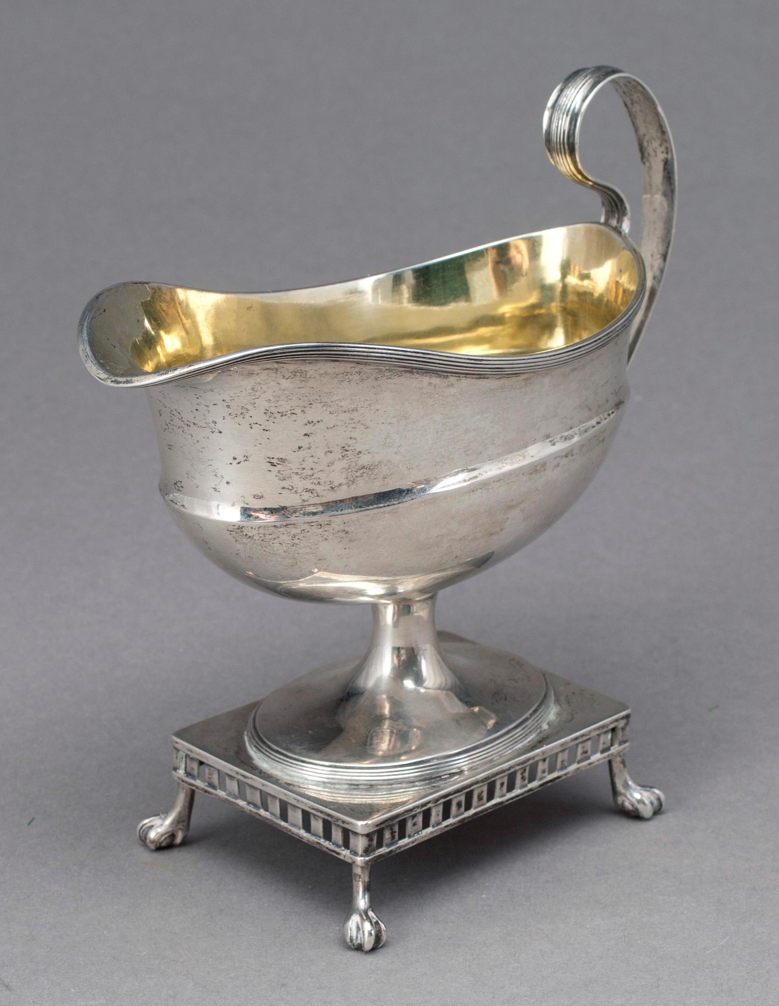 GRÄDDKANNA, silver, gustaviansk,oidentifierad mästarstämpel, Stockholm 1797. Vikt ca 241 gram.