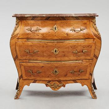 A parquetry and ormolu-mounted rococo commode by P. Gyllenberg (master in Stockholm 1767-85).