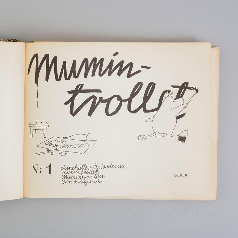 TOVE JANSSON, book, "Mumintrollet 1", 1957, signed.