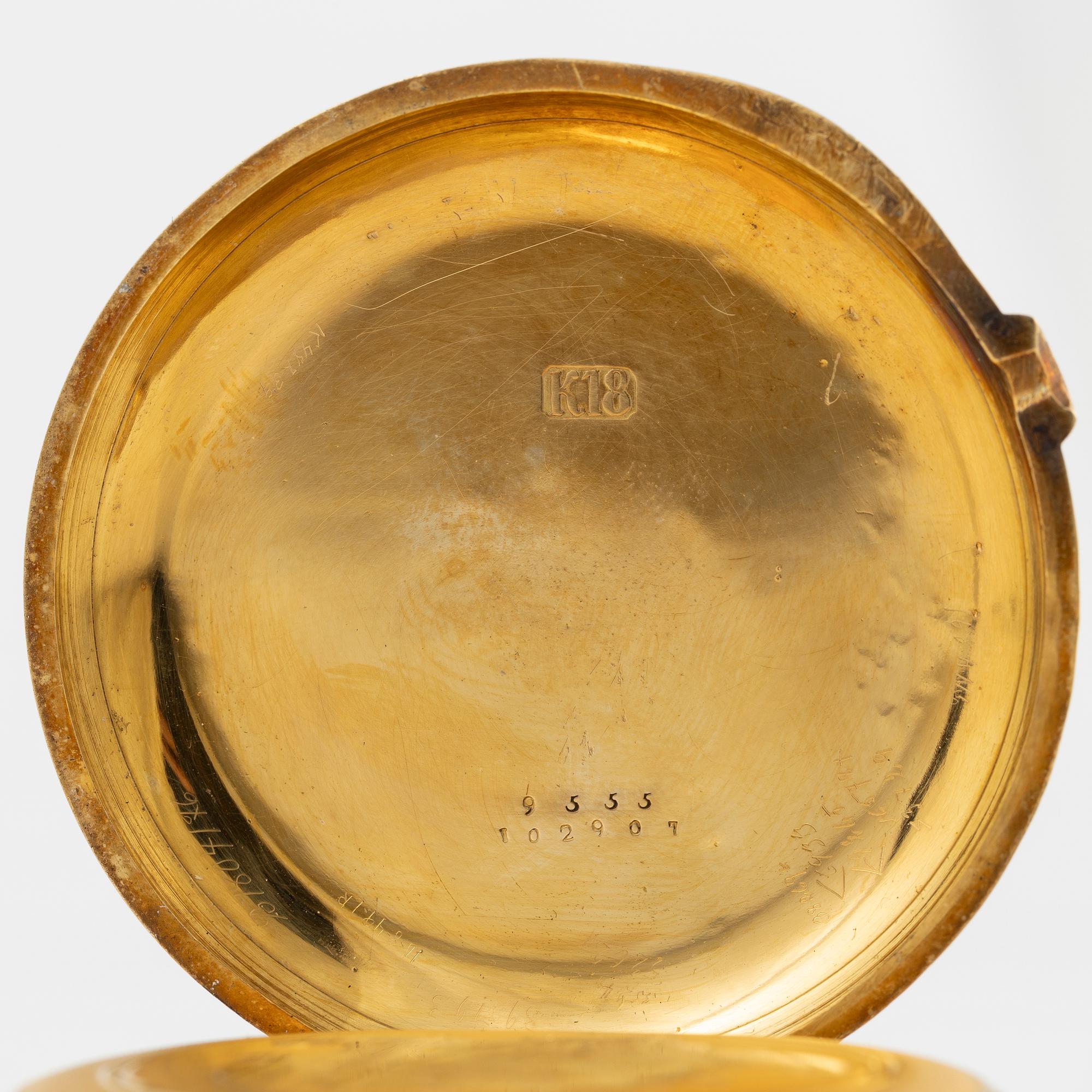 Fickur, Montandon Locle, savonett, 18K guld, 51 mm.