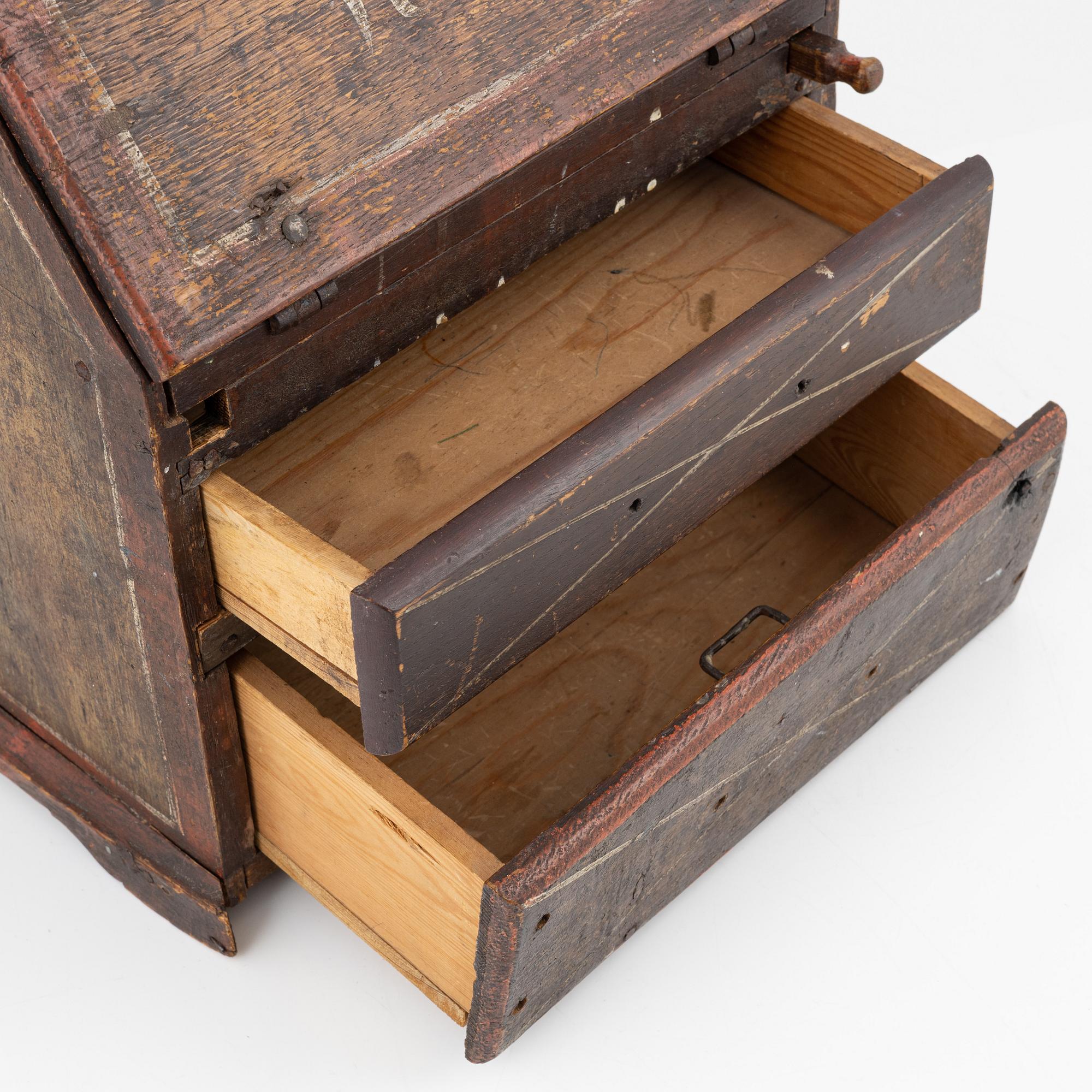A Swedish provincial miniature secretaire, dated 1811.