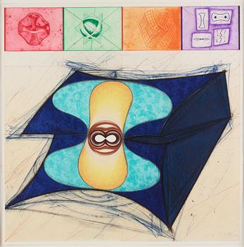 John Newman, etching/mixed media, signed and numbered 12/42, executed in 1990.