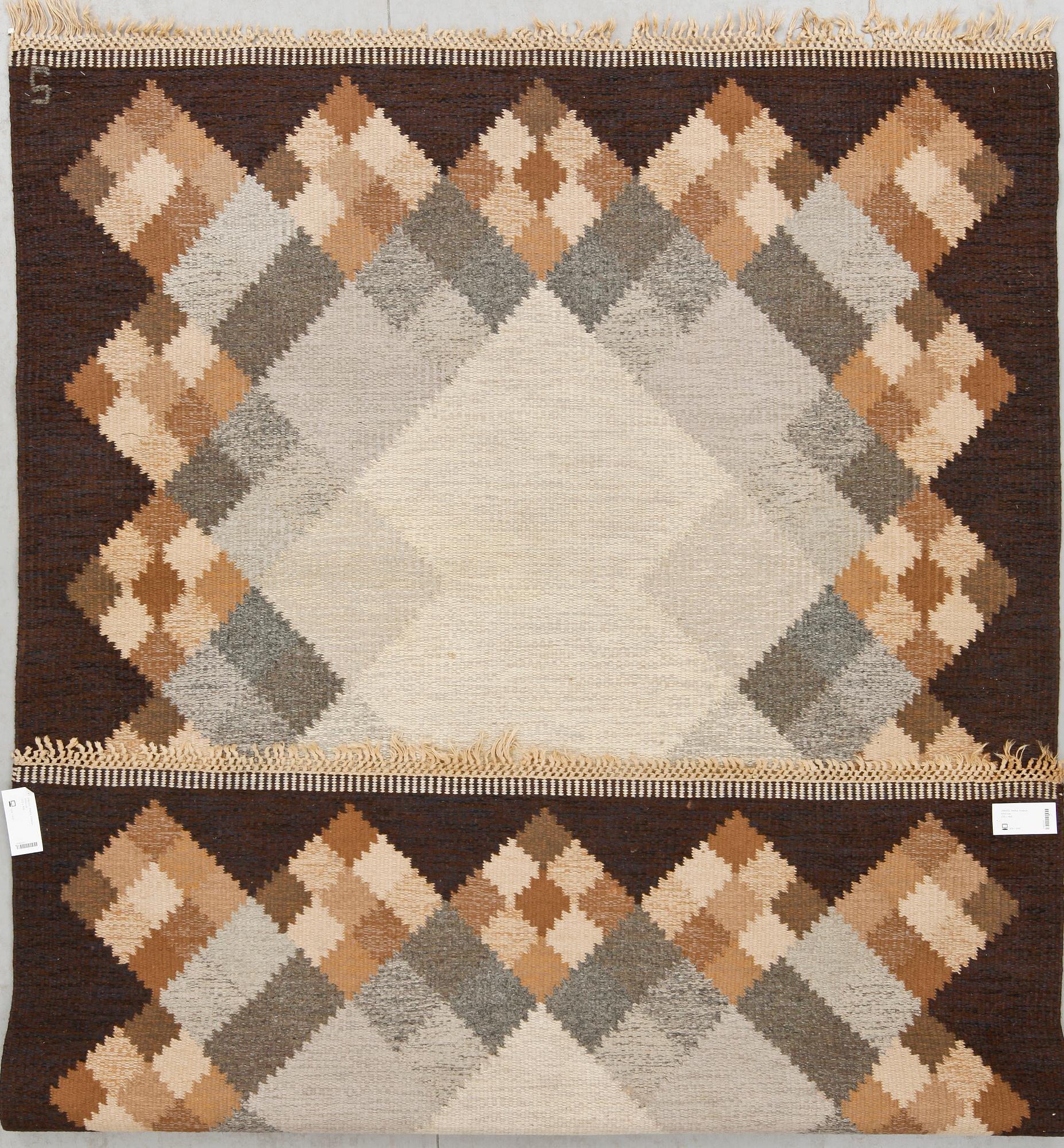 Matta, rölakan, 1950-tal. Sign. S, ca 235 x 168.