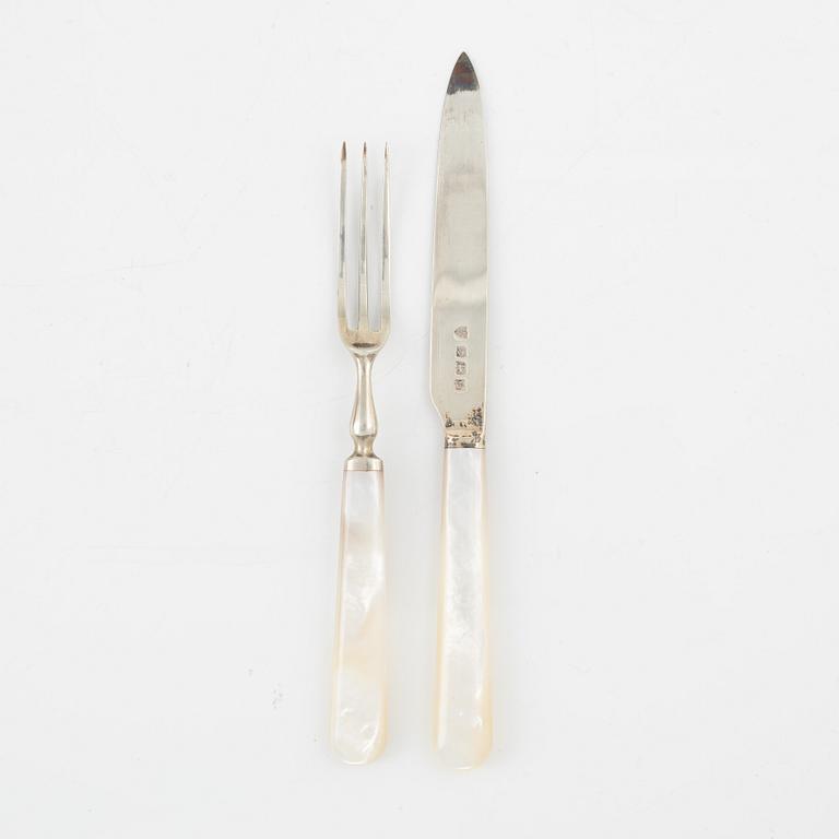 A set of twelve Silver Dessert Cutlery, J.B. Chatterley & Sons Ltd, Birmingham, England, 1938.