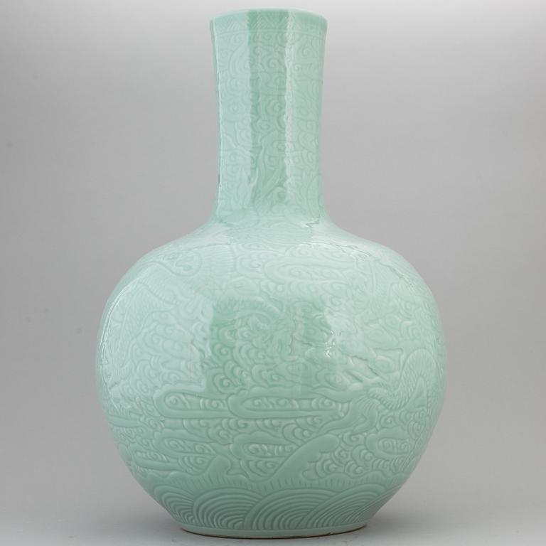 A large Chinese celadon glazed vase, second half of the 20th century.