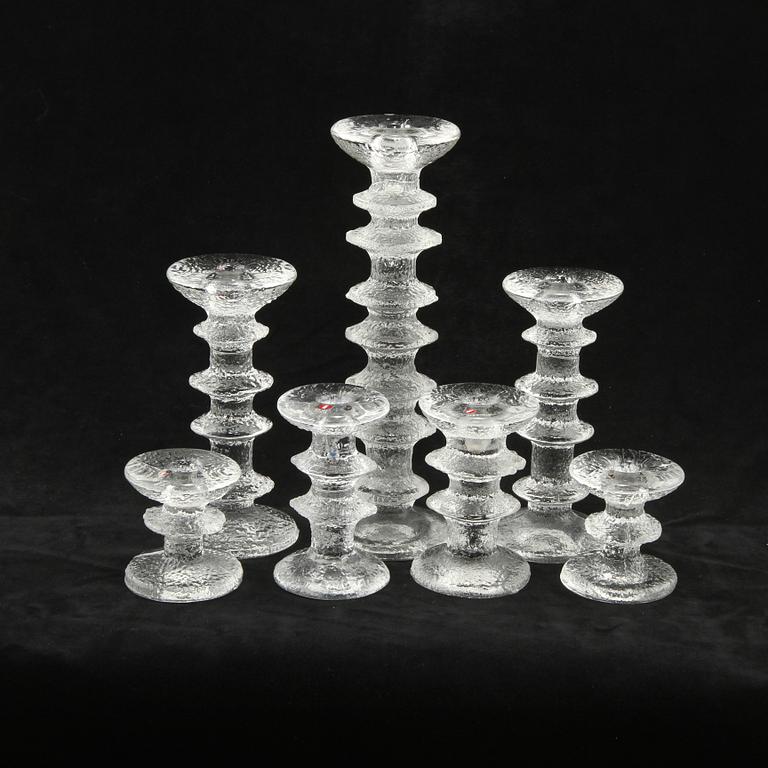 LJUSSTAKAR, 7 st, glas, "Festivo", Timo Sarpaneva, Ittala, formgivna 1966.