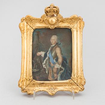 ANTOINE PESNE, efter, miniatyr, gouache, 1700-tal.