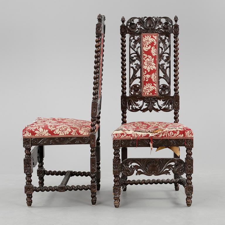 STOLAR, ett par, barockstil, 1800-tal.