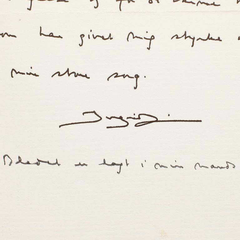 KUNGLIGA BREV OCH NAMNTECKNINGAR, 7 st, egenhändiga, bla brev från Drottning Ingrid av Danmark. 1930-1972.