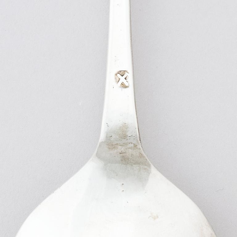 A probably Norwegian 18th century silver spoon, unidentified makers mark.