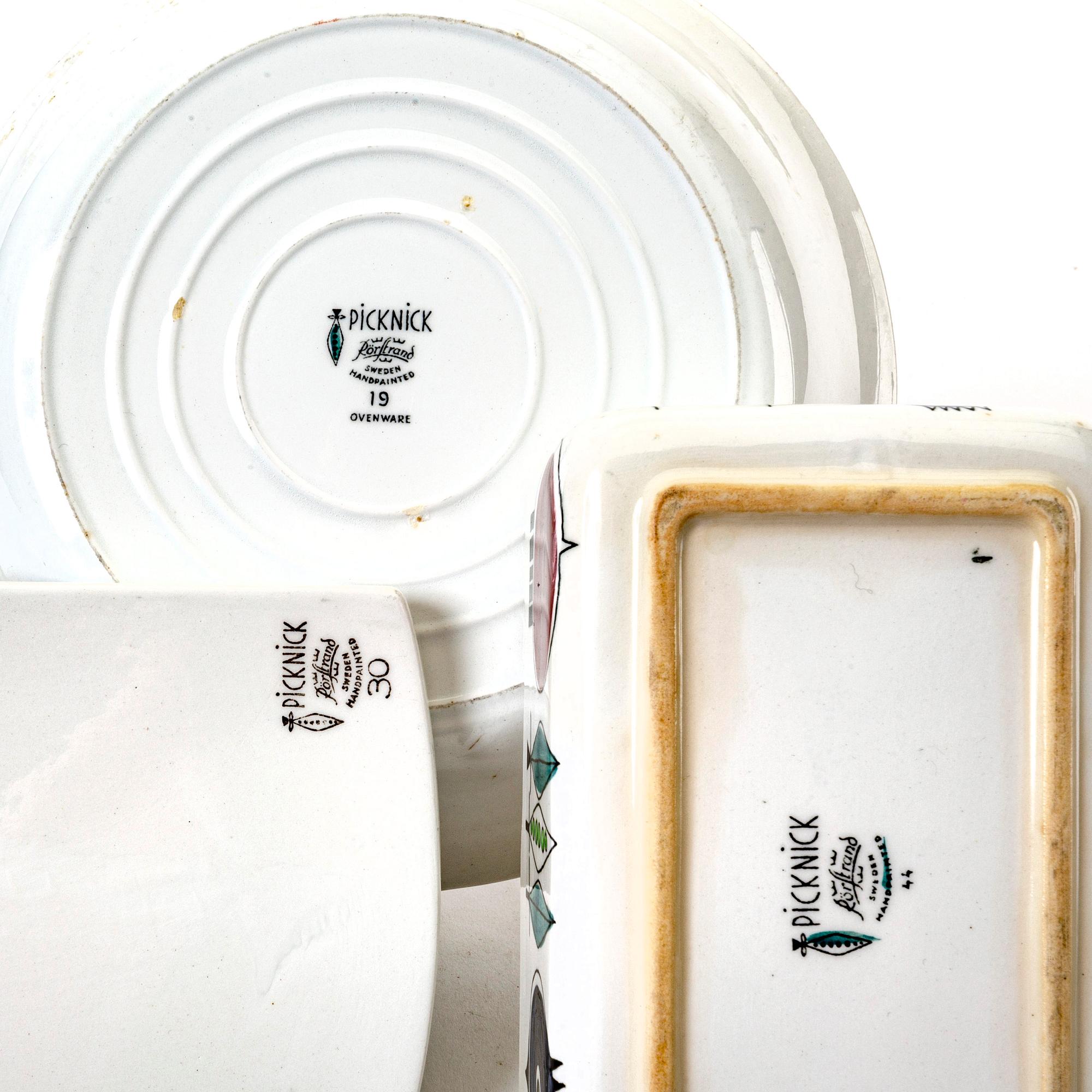 Marianne Westman, a 3 pcs porcelain "Picknick" service Rörstrand later part of the 20th century.