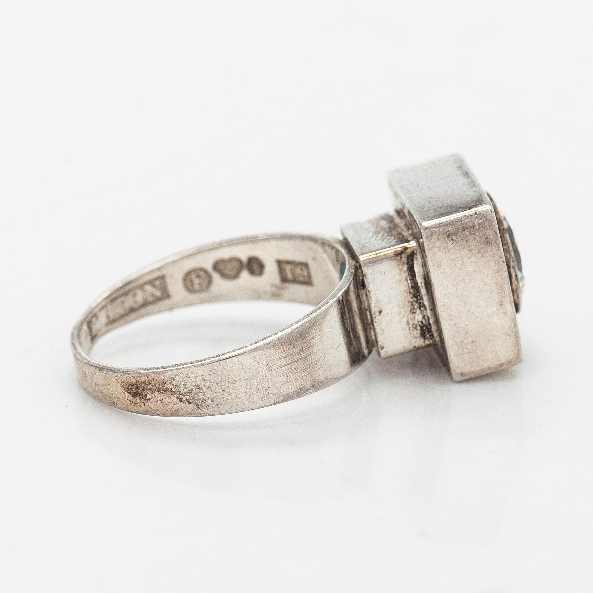 Smyckesset, 4 delar, silver, syntetisk stenar, Pege (Karl-Erik Palmberg), Alton, Sverige.