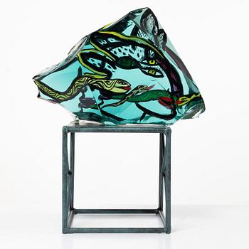 Ulrica Hydman-Vallien, a unique glass sculpture, Kosta Boda, Sweden, signed.