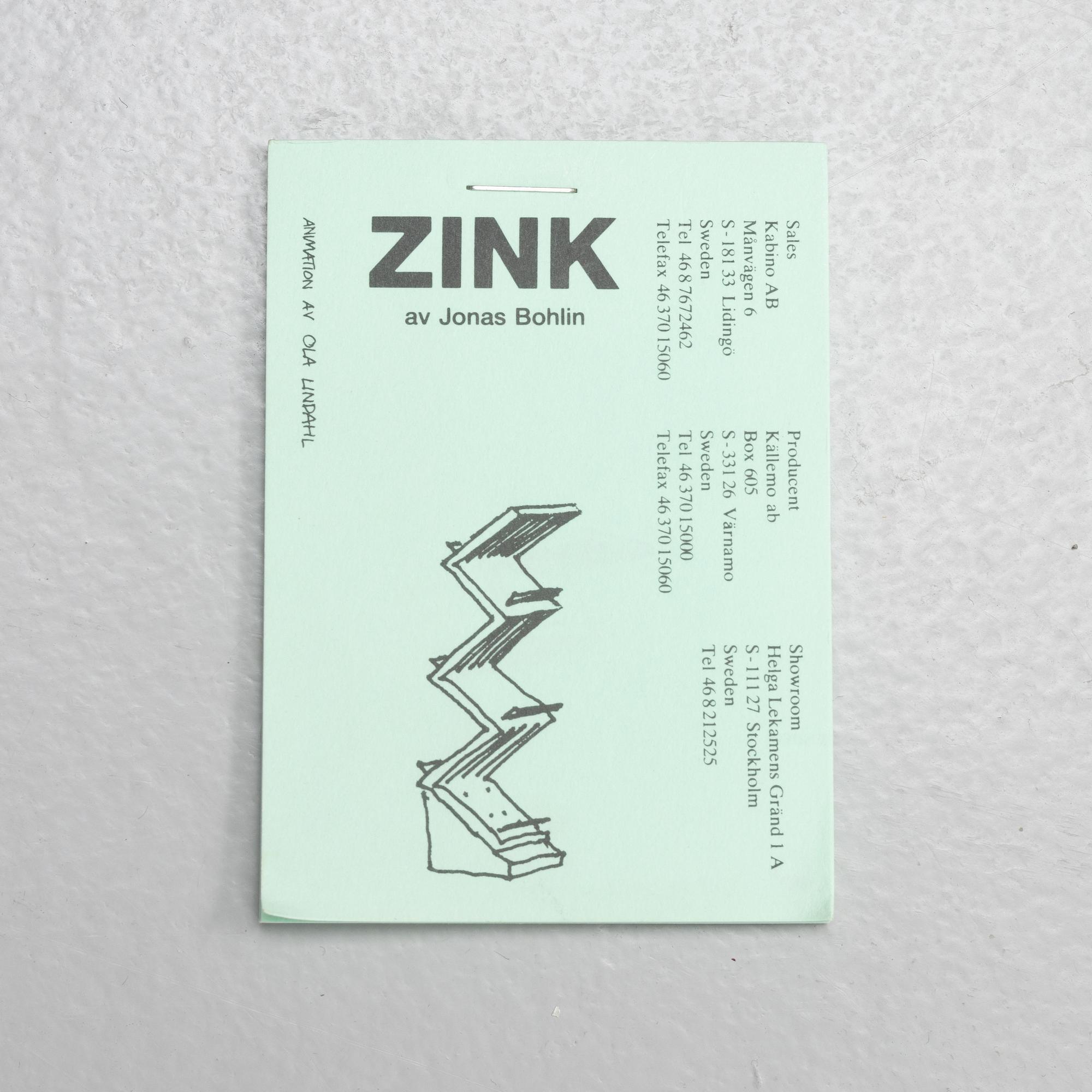 Jonas Bohlin, tidningshylla, "Zink", Källemo, formgiven 1984.