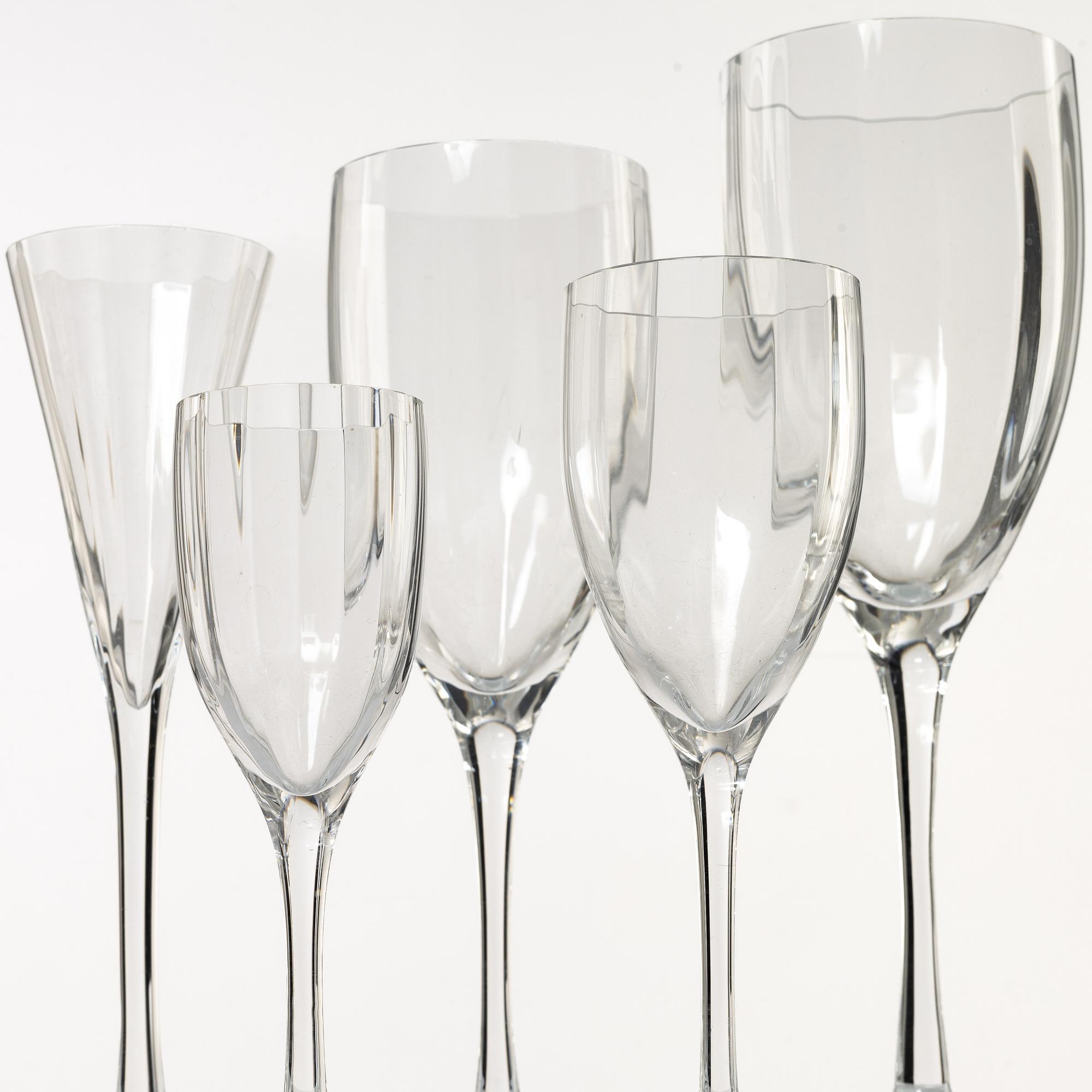 Gunnar Cyrén, glasservis, 67 delar, "Optica", Orrefors.