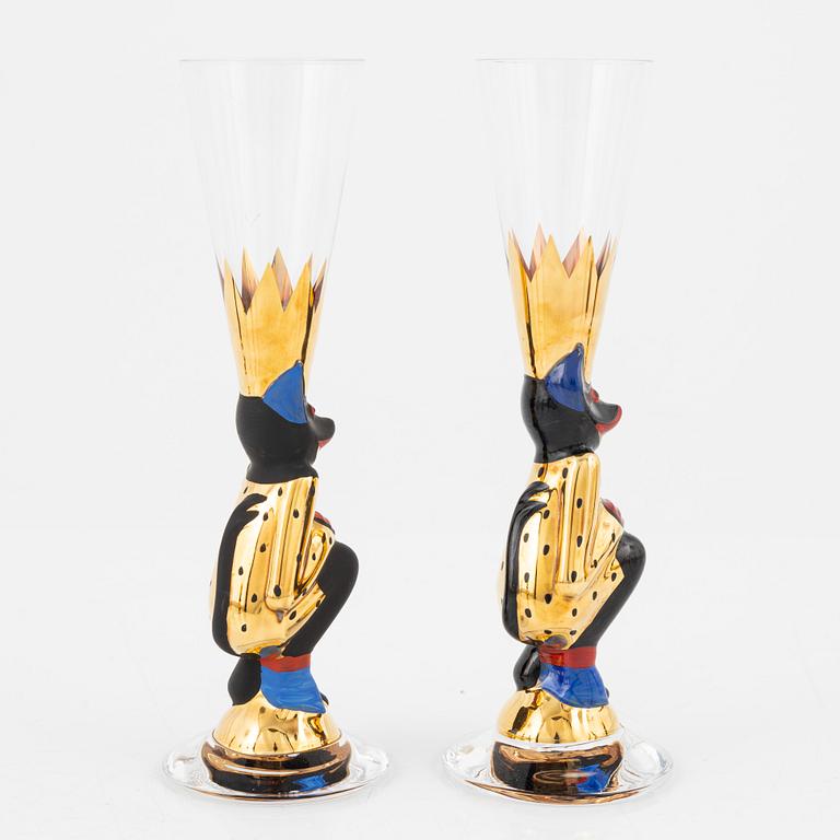 Gunnar Cyrén, snapsglas, 8 st, sk djävulsglas, "Nobel", Orrefors.