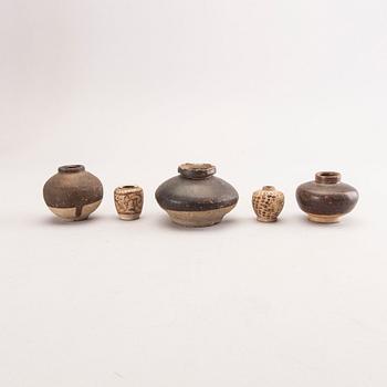 A set of five different Chinese Song earthenware vases.