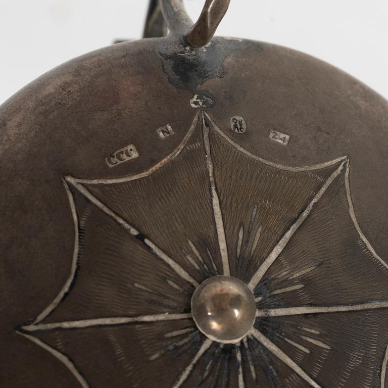 Cup and pipe, silver, one with mark of Claes Christian Carlén, Borås 1854.