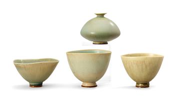 902. Three Berndt Friberg stoneware bowls and a vase, Gustavsberg Studio 1944-69.