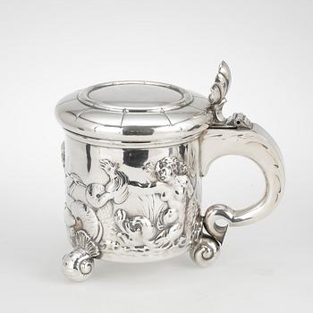 DRYCKESKANNA, nysilver, C G Hallberg, Stockholm, Barockstil, 1900-talets första hälft.