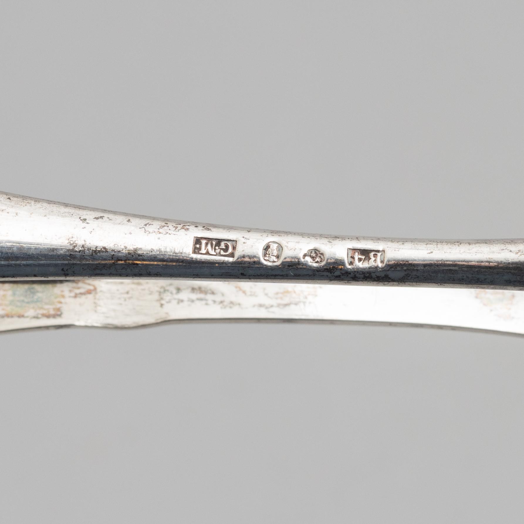 Three silver tongs, Sweden and Denmark, 1834-1923.