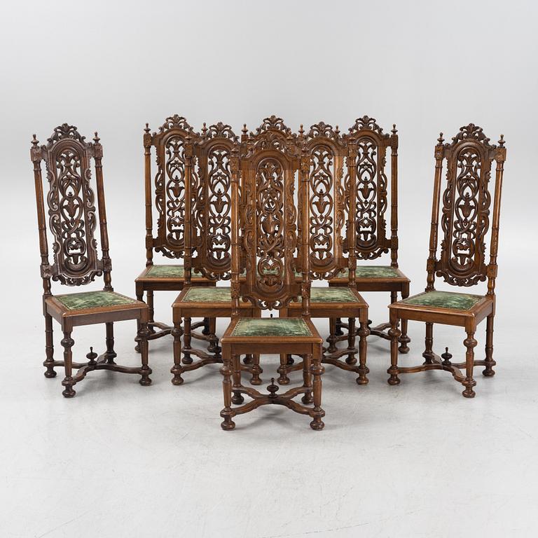 A set of eight Baroque style chairs, late 19th Century.