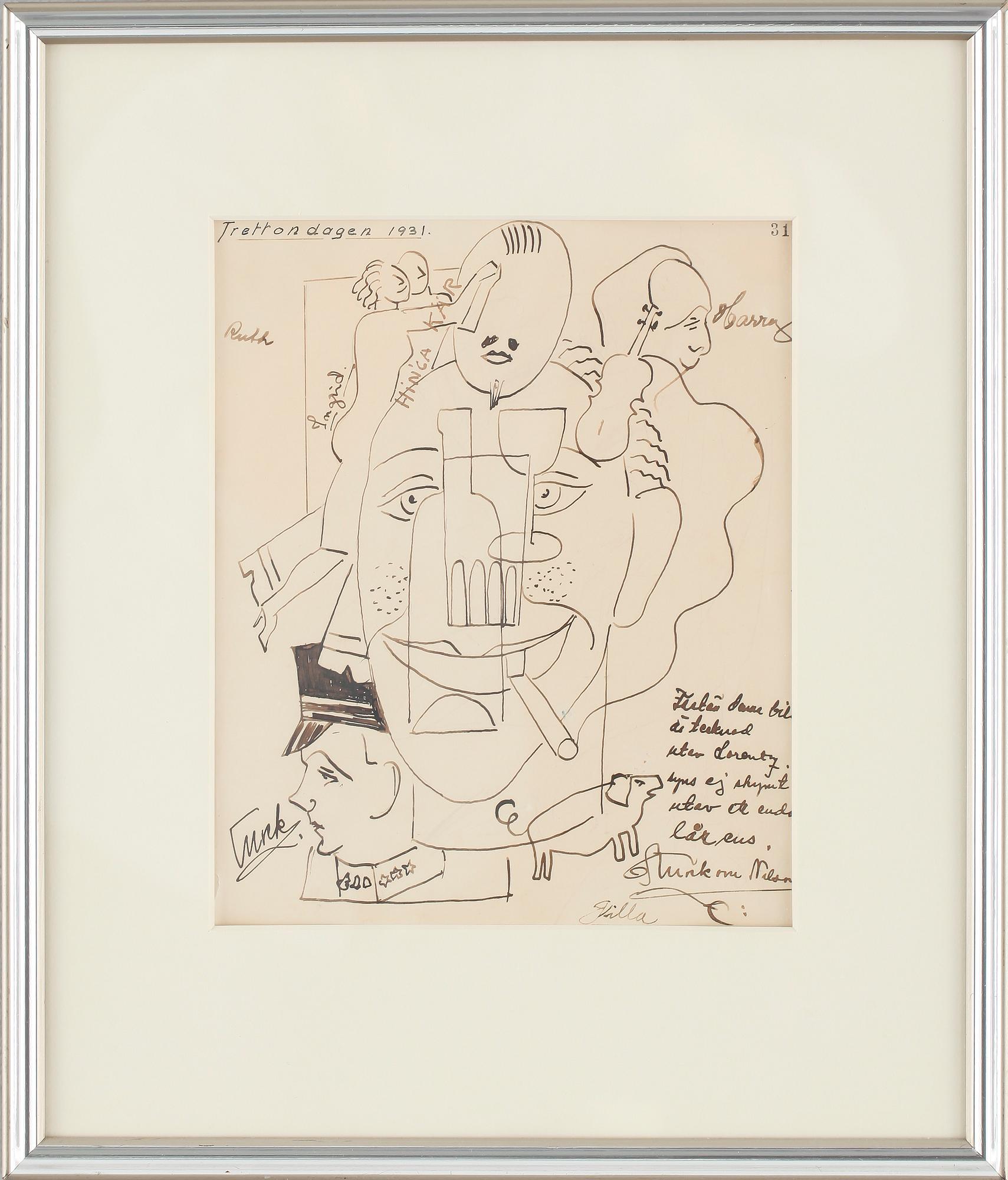 WALDEMAR LORENTZON, teckning, daterad 1931.