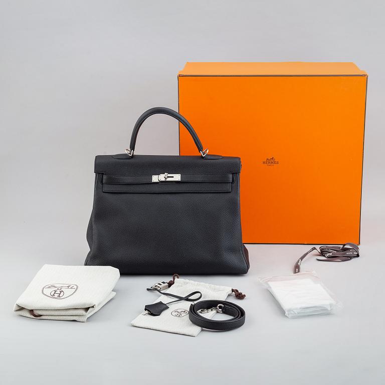 Hermès, a 'Kelly 35' black leather bag, 2017.