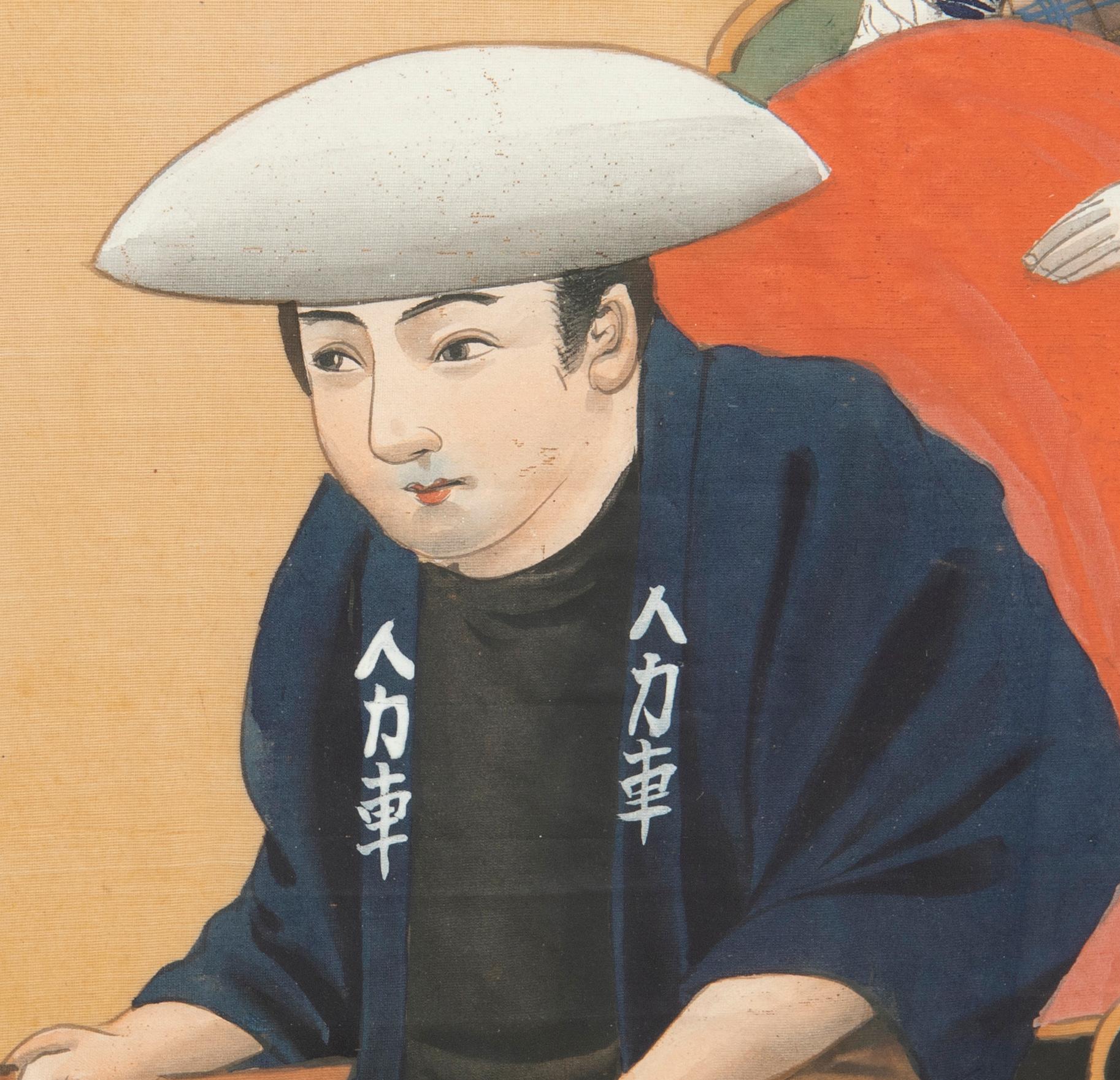 Oidentifierad konstnär, "Geisha vid spegel" och "Geisha i jinrikisha", omkring 1900.