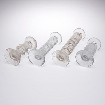 LJUSSTAKAR, 7 st, glas, "Festivo", signerade TS, Timo Sarpaneva, Iittala.