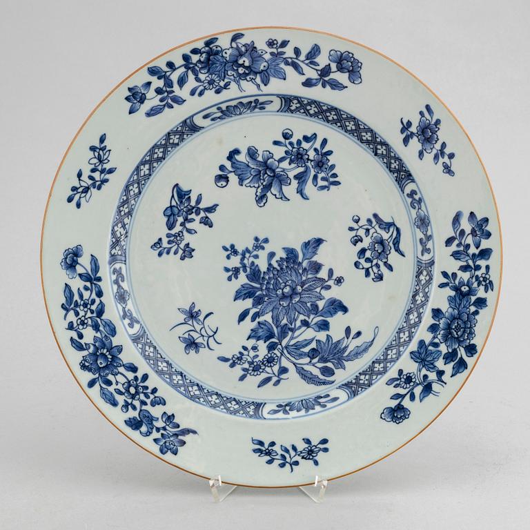 A Chinese blue and white dish, Qing dynasty, Qianlong (1736-95).