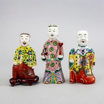 A set of three Chinese late Qing laughing boys.