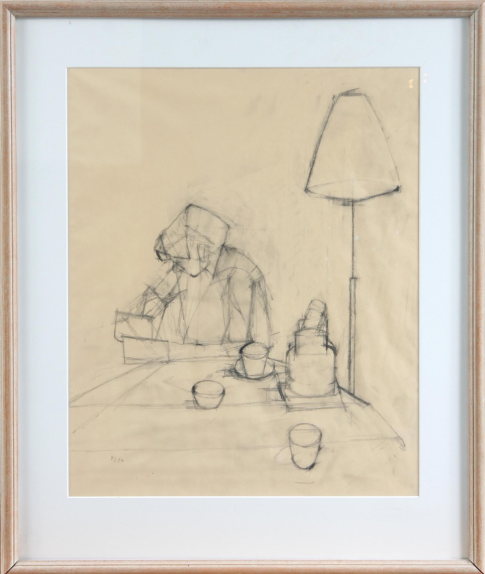 FRITZ SJÖSTRÖM, teckning, monogramsign och dat 56.