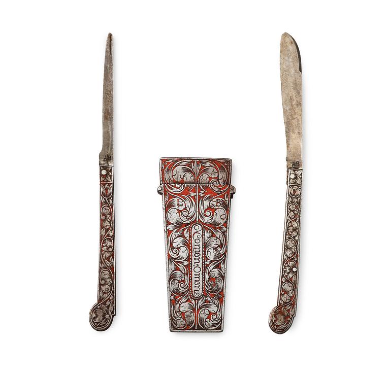 A set of late Baroque travel cutlery dated 1716.