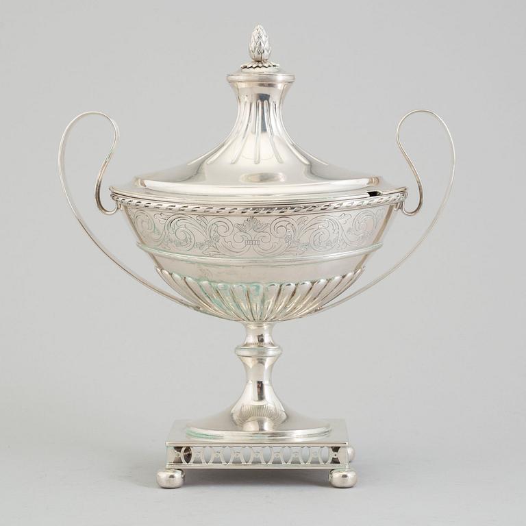 SOCKERSKÅL MED LOCK, silver, sengustaviansk stil, SP, Linköping, 1896.