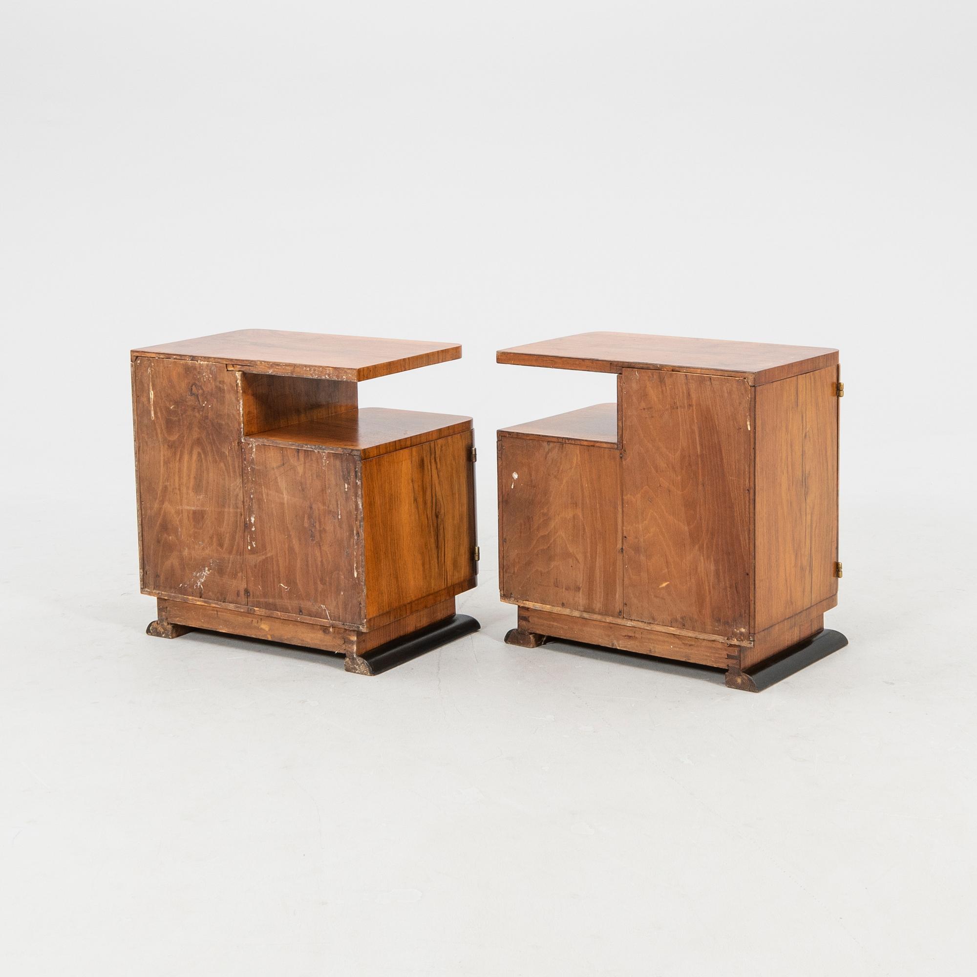 Bedside tables, a pair from the first half of the 20th century.
