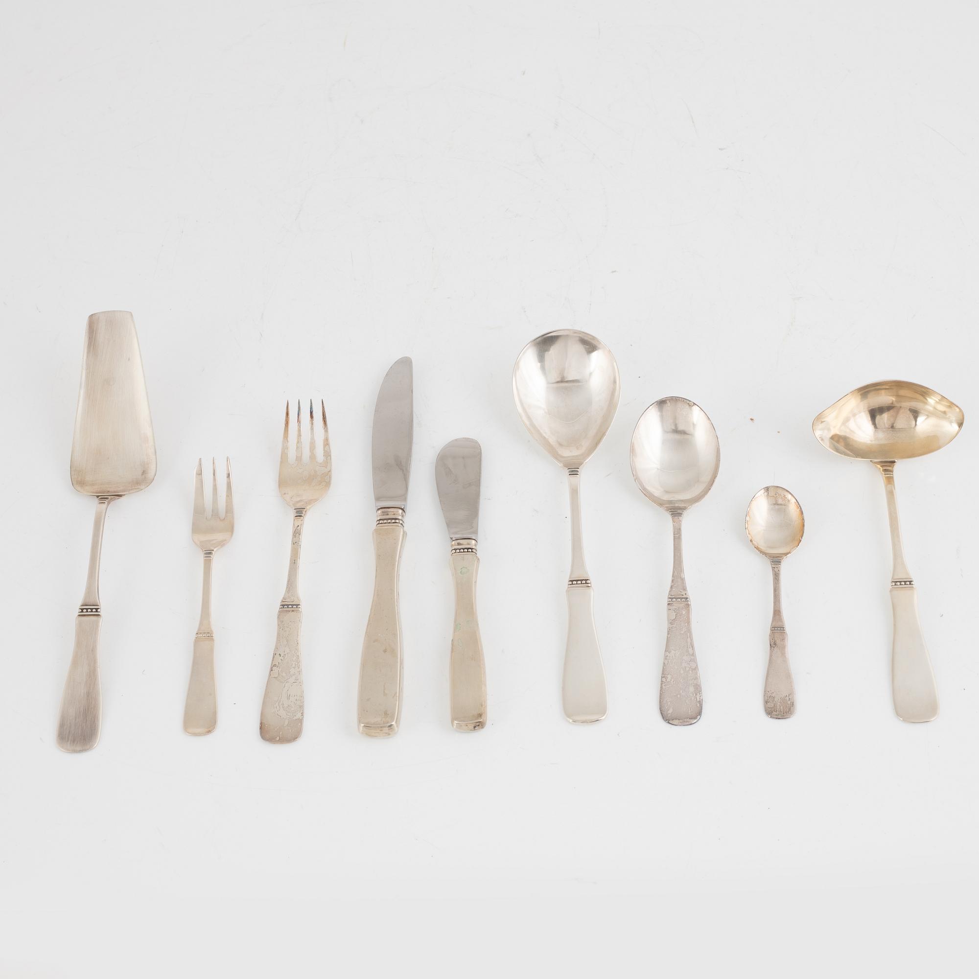 Eric Löfman, bestickservis, 65 delar, silver, "Uppsala", mestadels MGAB, Lidköping, 1976-86.