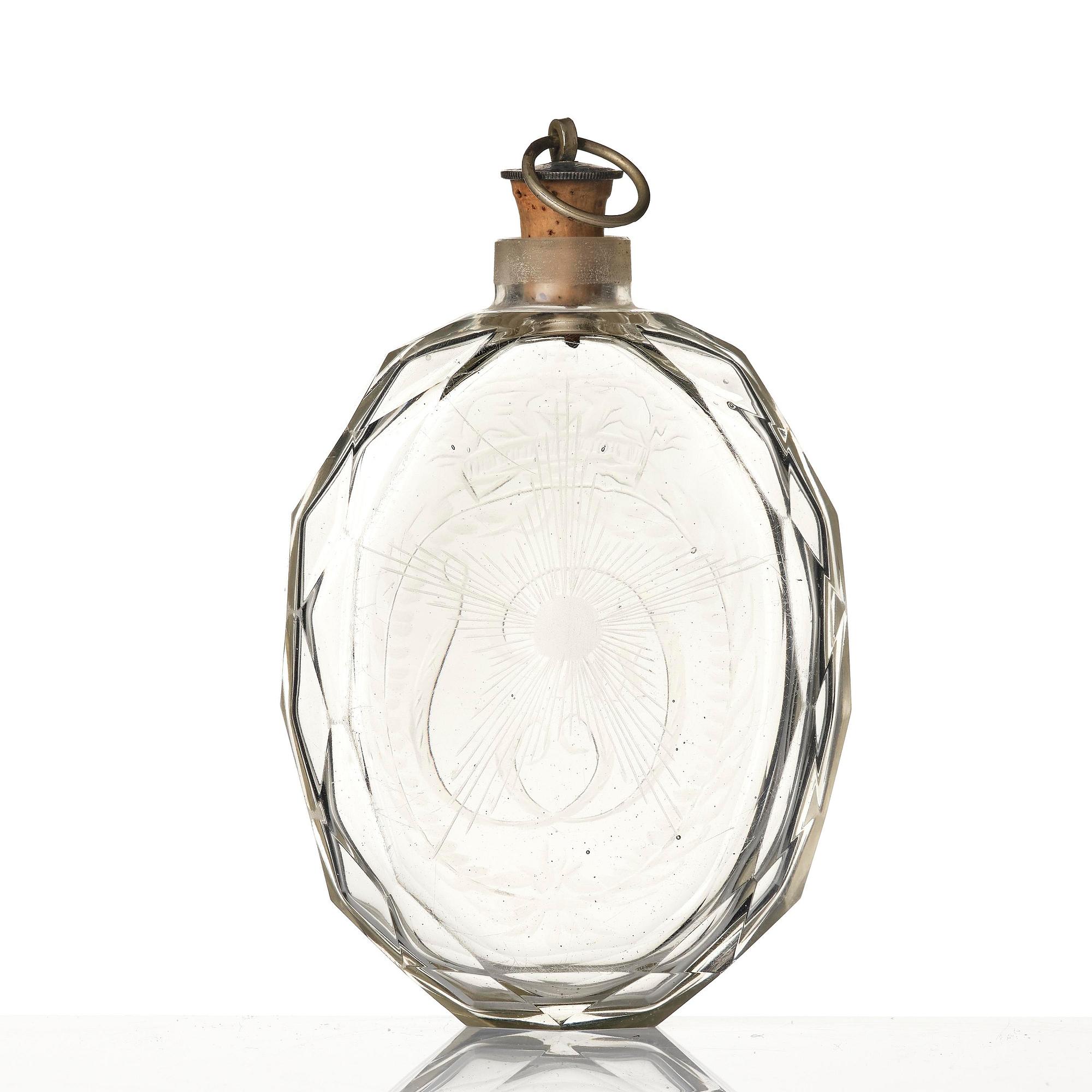 A Swedish glass hunting flask, 19th century.