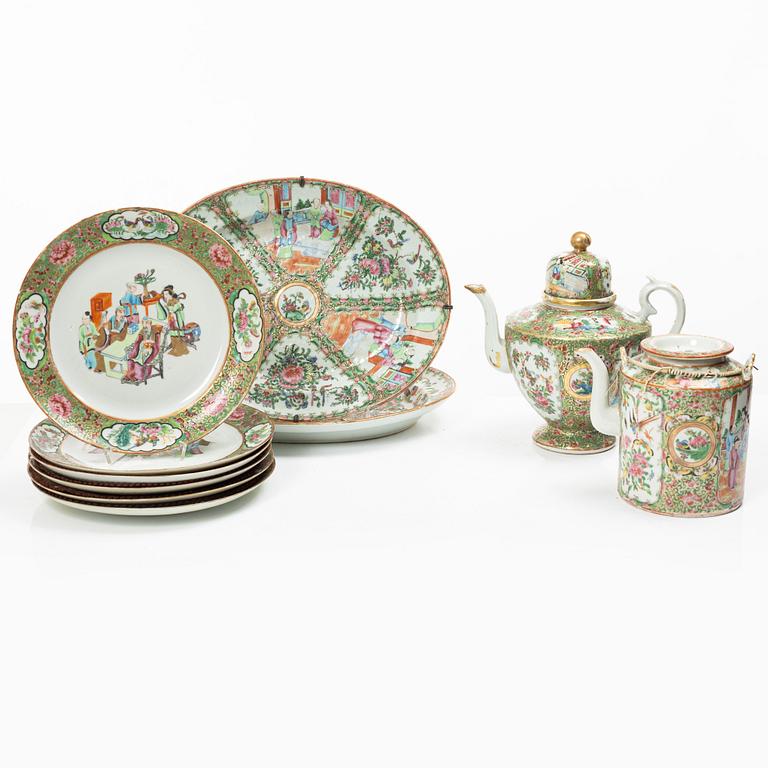 Parti porslin, 10 delar, Kanton, Kina, 1800-tal.