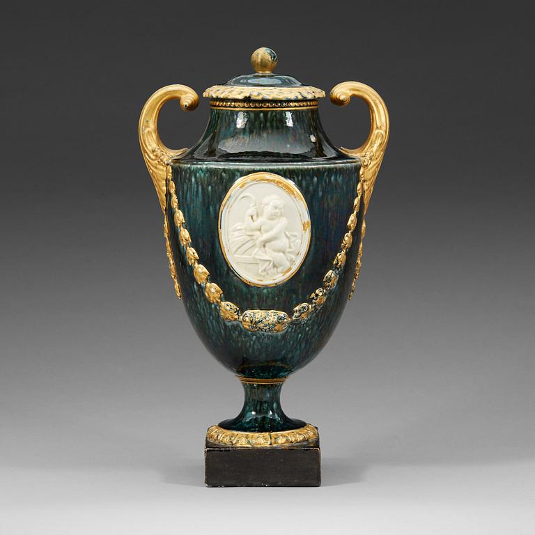 A Marieberg earthenware vase with cover, 1790's.