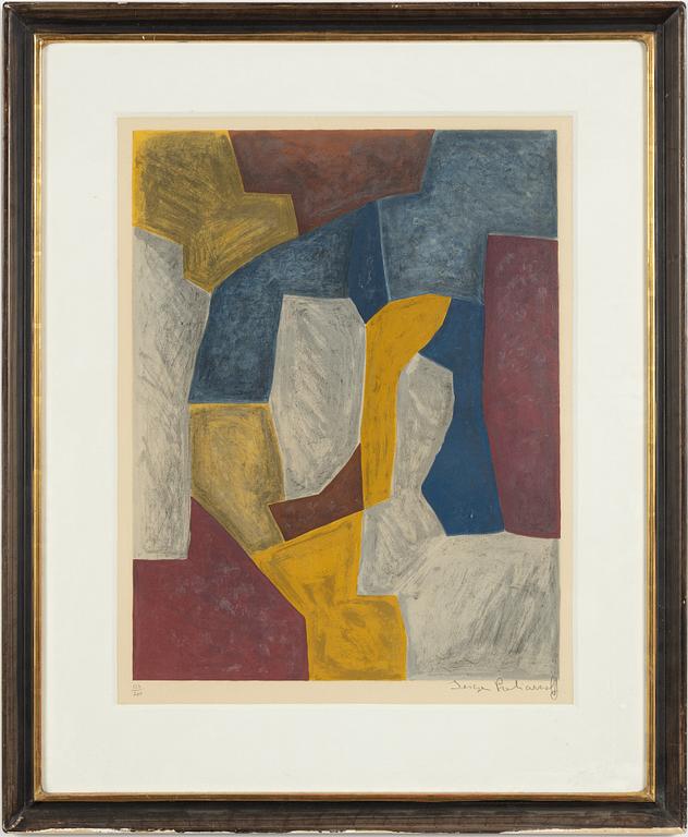 Serge Poliakoff, "Composition carmin, jauen, grise et bleu".