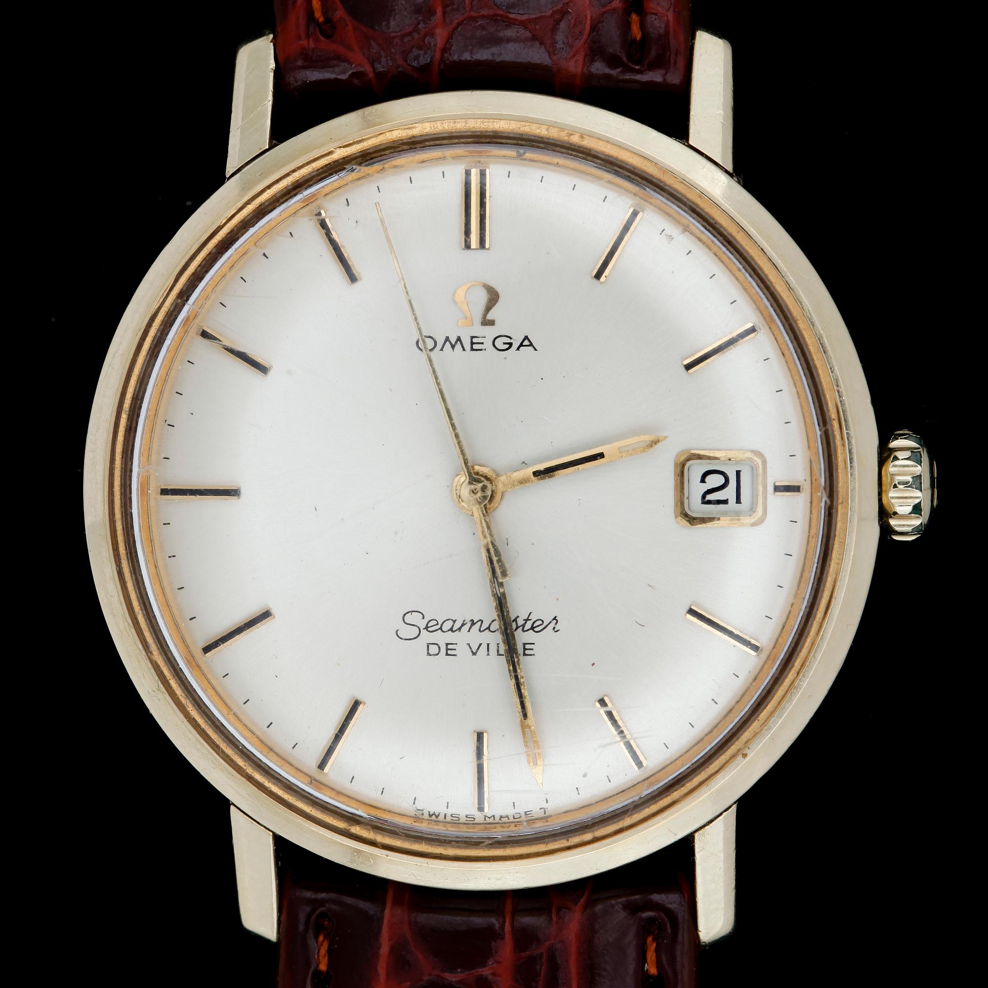 HERRARMBANDSUR, Omega Seamaster de Ville, guld på stål, 1950-70-tal.