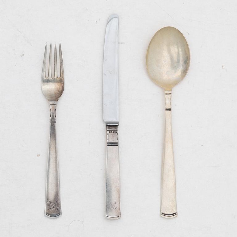 Jacob Ängman, Cutlery set, 36 pieces, silver, “Rosenholm”, GAB.