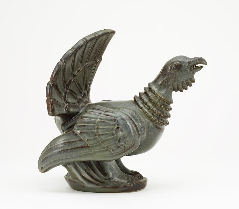 A Gunnar Nylund stoneware figure of a capercaillie, Rörstrand.