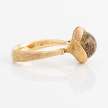 Ole Lynggard ring 18K guld i två färger och rutilkvarts "Lotus" nr 2.